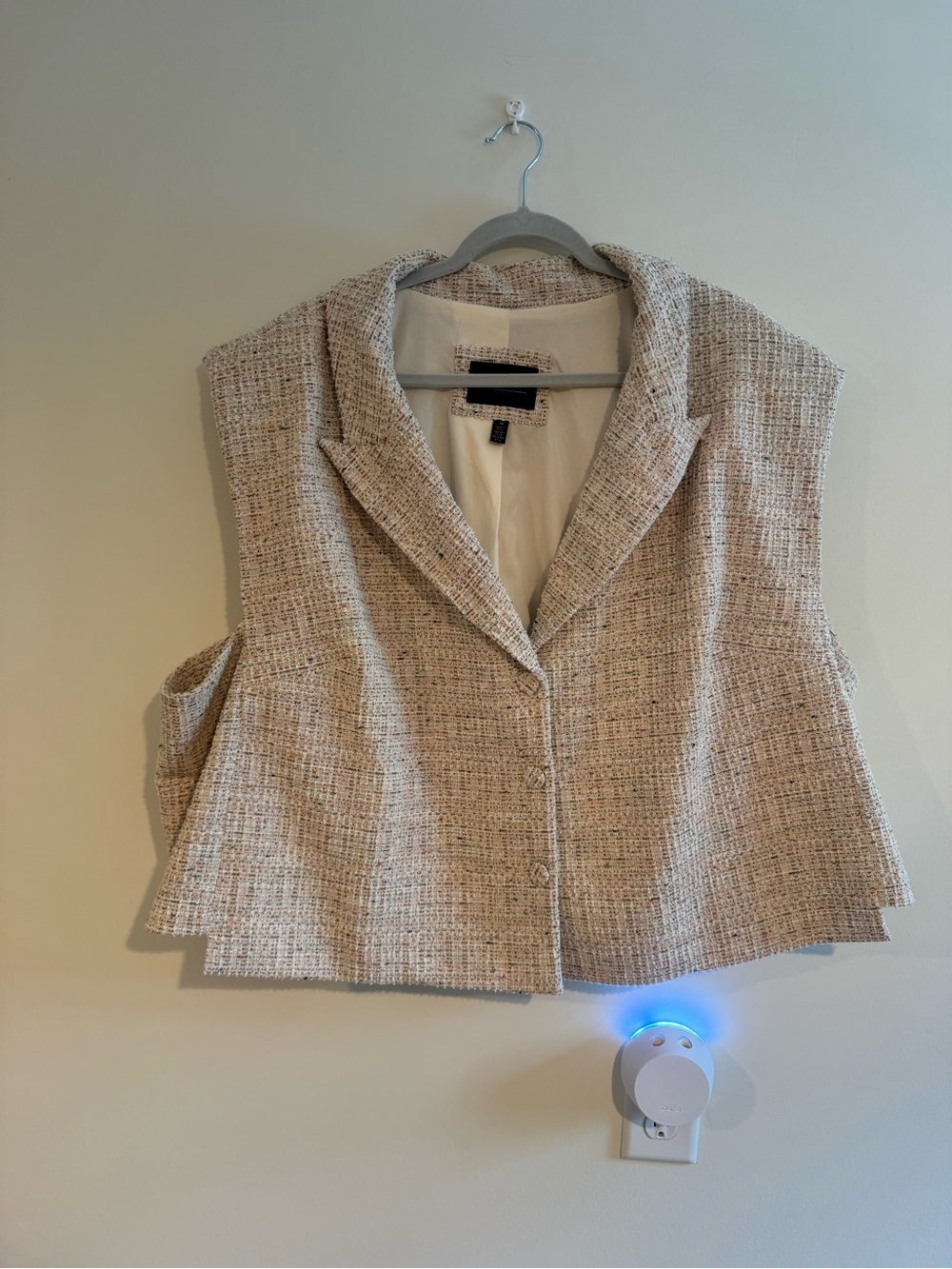 Eloquii Cream Tweed Sleeveless Blazer Vest